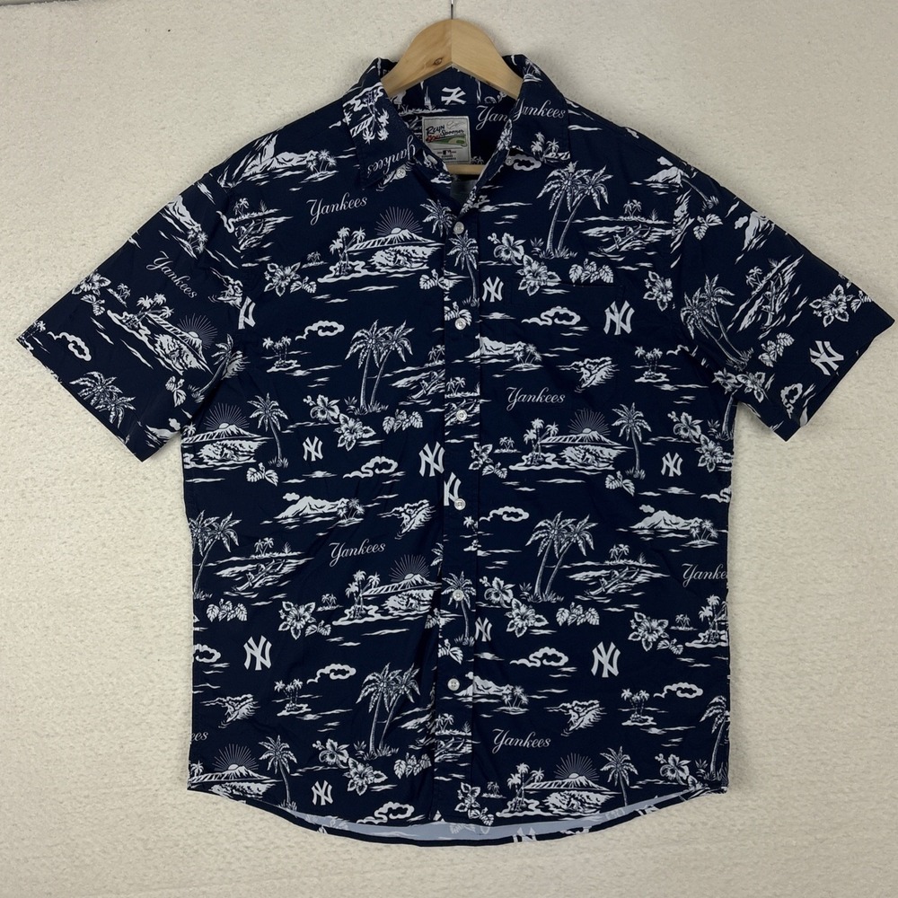 Reyn Spooner New York Yankees Hawaiian Shirt Mens Medium Cooperstown Collection